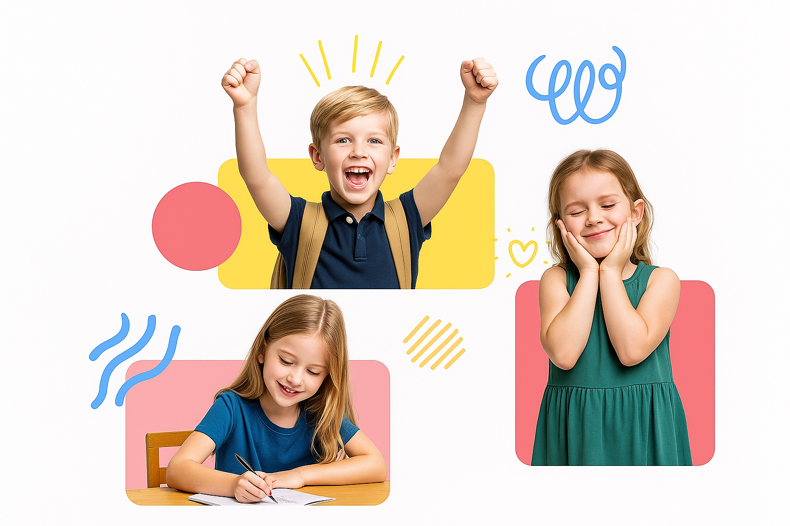 Diverse children learning and having fun at school